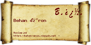 Behan Áron névjegykártya